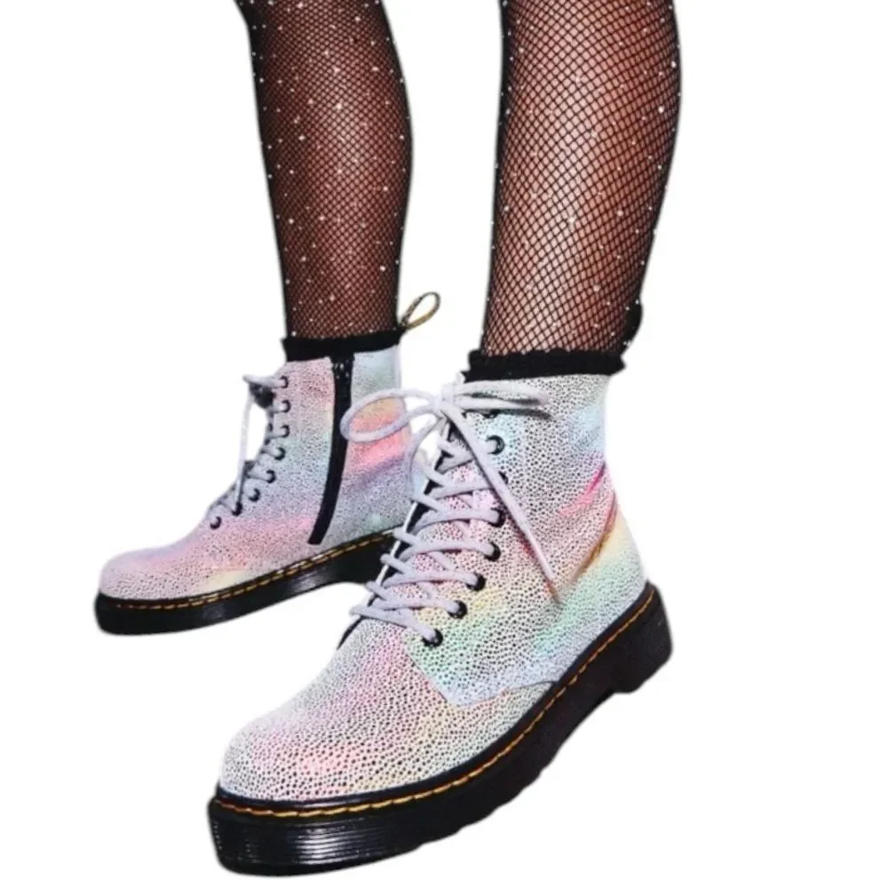 Dr. Martens 1460 PASCAL J Iridescent Kidray Suede Foil Leather Combat Boots